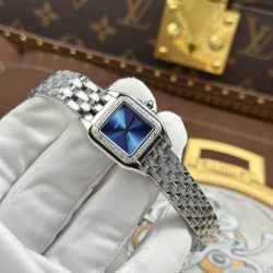Đồng Hồ Cartier Panthere Small Model Replica 11 Nữ Mặt Xanh Dương Viền Đính Đá 23x30mm (2)