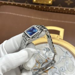Đồng Hồ Cartier Panthere Small Model Replica 11 Nữ Mặt Xanh Dương Viền Đính Đá 23x30mm (2)