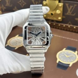 Đồng Hồ Cartier Santos Replica 11 Mặt Lộ Cơ Dây Kim Loại 39 (2)