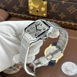 Đồng Hồ Cartier Santos Replica 11 Mặt Lộ Cơ Dây Kim Loại 39 (2)