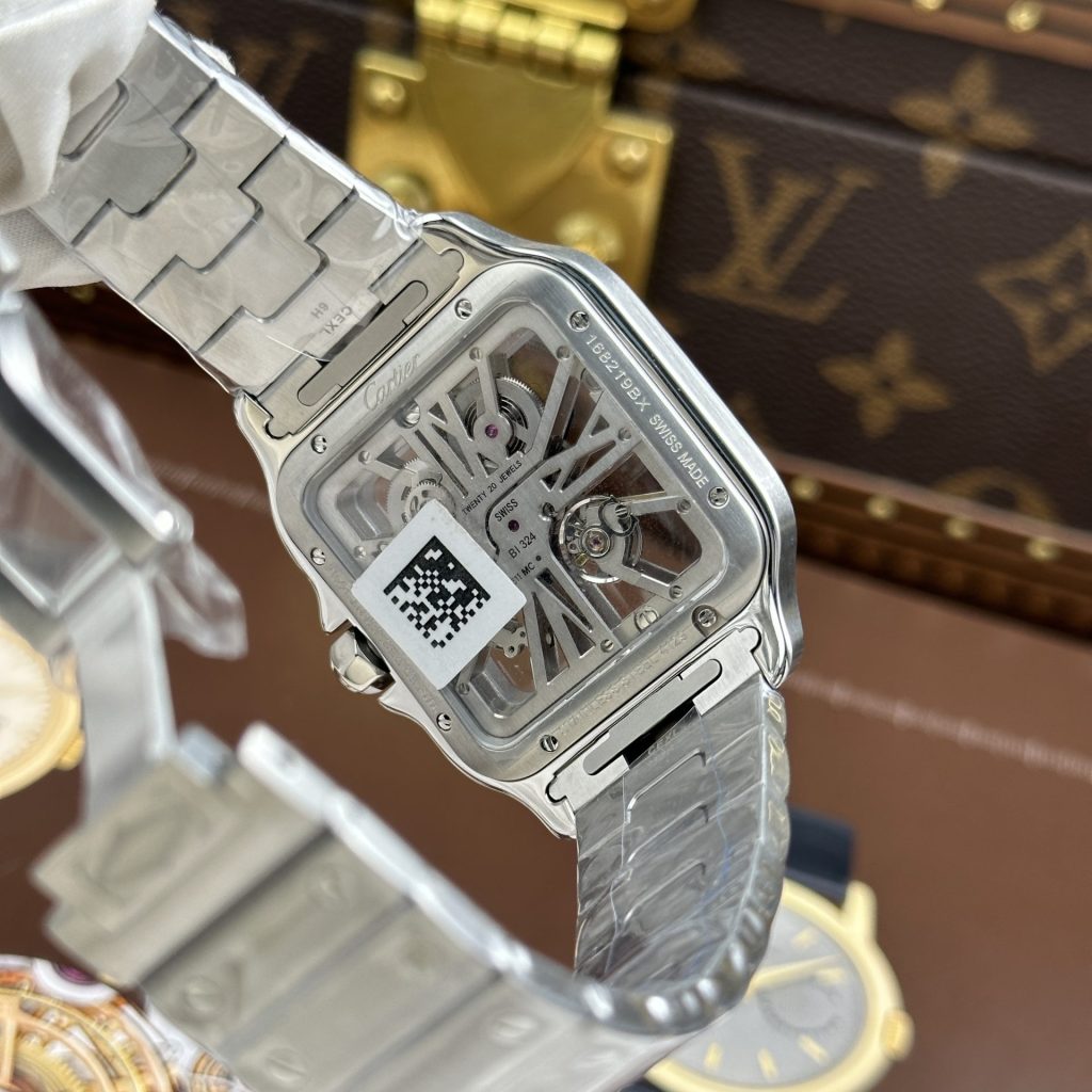 Đồng Hồ Cartier Santos Replica 11 Mặt Lộ Cơ Dây Kim Loại 39 (2)