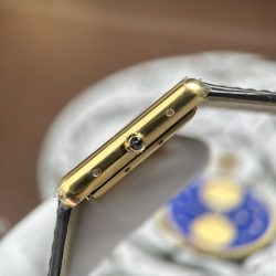 Đồng Hồ Cartier Tank Louis Fake 11 Mặt Trắng Dây Da Màu Xám 27.8×38 (2)