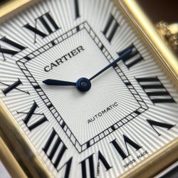 Đồng Hồ Cartier Tank Louis Fake 11 Mặt Trắng Dây Da Màu Xám 27.8×38 (2)