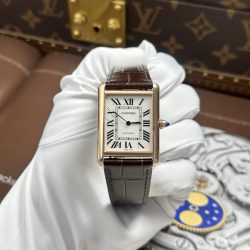 Đồng Hồ Cartier Tank Louis Fake 11 Mặt Trắng Vỏ Mạ Vàng Hồng 27.8x38 (2)