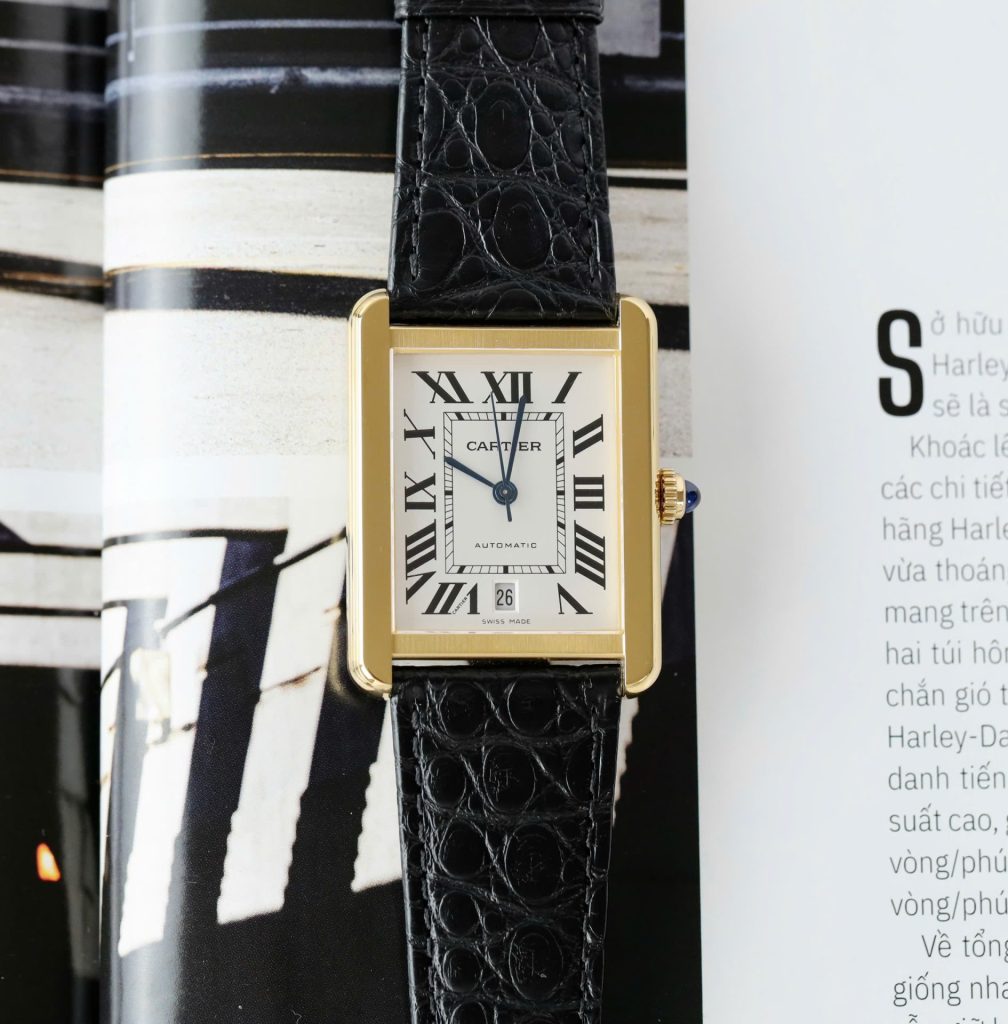 Đồng Hồ Cartier Tank Solo Replica 11 Vỏ Mạ Vàng Mặt Trắng Nhà Máy AF 41mm (2)