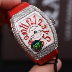 Đồng Hồ Franck Muller V32 Rep 11 Màu Đỏ Đính Full Đá Nhà Máy ABF 36mm (2)