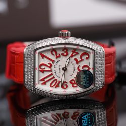 Đồng Hồ Franck Muller V32 Rep 11 Màu Đỏ Đính Full Đá Nhà Máy ABF 36mm (2)