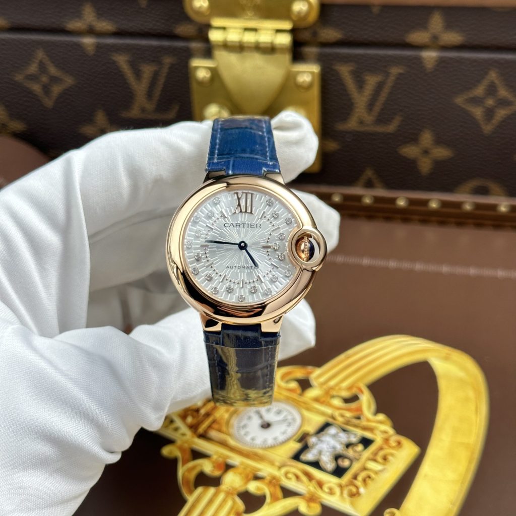 Đồng Hồ Nữ Cartier Ballon Bleu WGBB0052 Replica 11 Mặt Đính Đá Dây Da Nhà Máy AF 33mm (2)