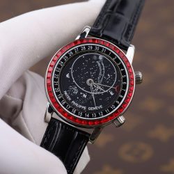 Đồng Hồ Patek Philippe Chế Tác Grand Complications 6104G Màu Đen Viền Đính Đá Đỏ 40mm (2)