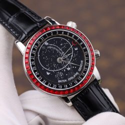 Đồng Hồ Patek Philippe Chế Tác Grand Complications 6104G Màu Đen Viền Đính Đá Đỏ 40mm (2)