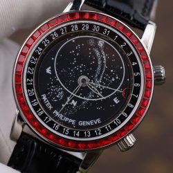 Đồng Hồ Patek Philippe Chế Tác Grand Complications 6104G Màu Đen Viền Đính Đá Đỏ 40mm (2)