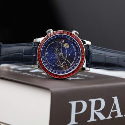 Đồng Hồ Patek Philippe Grand Complications 6104G Replica 11 Màu Xanh Dương Viền Đính Đá Đỏ 40mm (2)