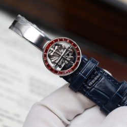 Đồng Hồ Patek Philippe Grand Complications 6104G Replica 11 Màu Xanh Dương Viền Đính Đá Đỏ 40mm (2)