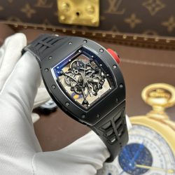 Đồng Hồ Richard Mille RM055 Chế Tác Vỏ Gốm Đen Núm Màu Đỏ Xưởng ZF 49.9×42 (2)