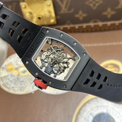 Đồng Hồ Richard Mille RM055 Chế Tác Vỏ Gốm Đen Núm Màu Đỏ Xưởng ZF 49.9×42 (2)