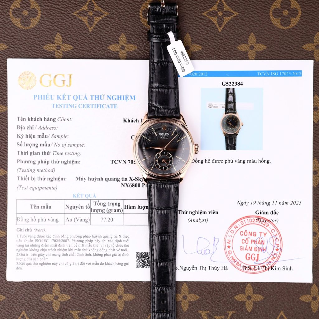 Đồng Hồ Rolex Cellini Dual Time 50525 Chế Tác Mặt Đen Vỏ Bọc Vàng Hồng 18K 39mm (2)