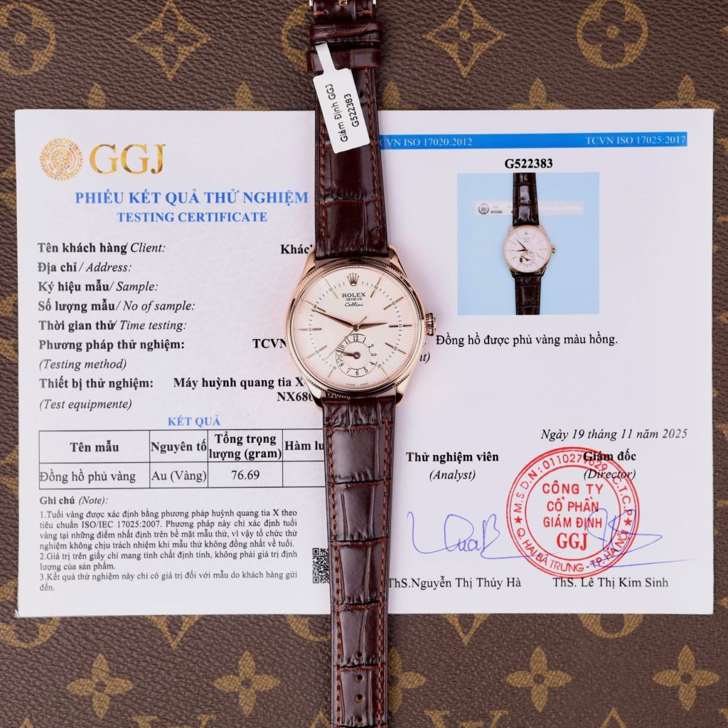 Đồng Hồ Rolex Cellini Dual Time 50525 Chế Tác Mặt Trắng Vỏ Bọc Vàng Thật 18K 39mm (1)