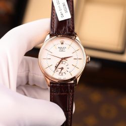 Đồng Hồ Rolex Cellini Dual Time 50525 Chế Tác Mặt Trắng Vỏ Bọc Vàng Thật 18K 39mm (1)