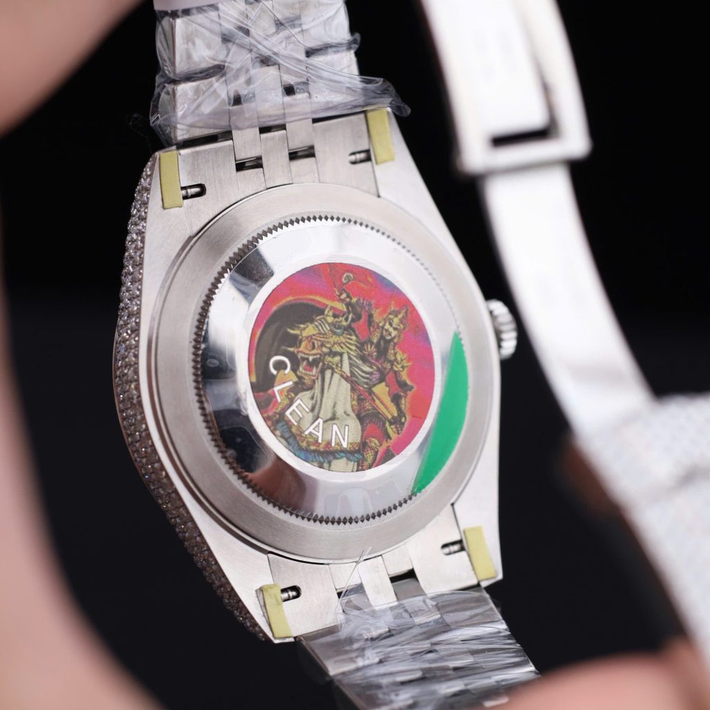 Đồng Hồ Rolex DateJust Mặt Đen Chế Tác Đính Full Kim Cương Moissanite 41mm (2)