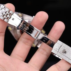 Đồng Hồ Rolex DateJust Mặt Đen Chế Tác Đính Full Kim Cương Moissanite 41mm (2)