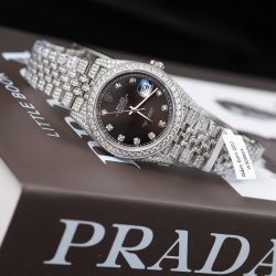 Đồng Hồ Rolex DateJust Mặt Đen Chế Tác Đính Full Kim Cương Moissanite 41mm (2)