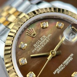 Đồng Hồ Rolex DateJust Replica 11 Mặt Khảm Xà Cừ Nâu Nhà Máy AR 31mm (2)