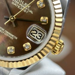 Đồng Hồ Rolex DateJust Replica 11 Mặt Khảm Xà Cừ Nâu Nhà Máy AR 31mm (2)