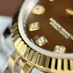 Đồng Hồ Rolex DateJust Replica 11 Mặt Khảm Xà Cừ Nâu Nhà Máy AR 31mm (2)