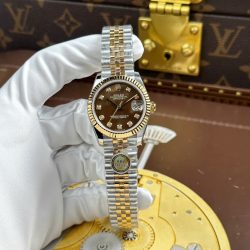 Đồng Hồ Rolex DateJust Replica 11 Mặt Khảm Xà Cừ Nâu Nhà Máy AR 31mm (2)