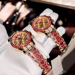 Đồng Hồ Rolex Daytona 116598SACO Leopard Họa Tiết Da Báo Chế Tác Bọc Vàng Thật 18K + Đính Kim Cương Moissanite 40mm (2)