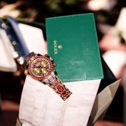 Đồng Hồ Rolex Daytona 116598SACO Leopard Họa Tiết Da Báo Chế Tác Bọc Vàng Thật 18K + Đính Kim Cương Moissanite 40mm (2)