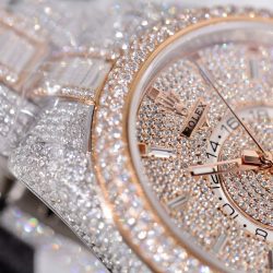 Đồng Hồ Rolex Sky-Dweller Chế Tác Đính Full Đá CZ Demi Vàng Hồng 42mm (2)