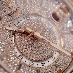 Đồng Hồ Rolex Sky-Dweller Chế Tác Đính Full Đá CZ Demi Vàng Hồng 42mm (2)