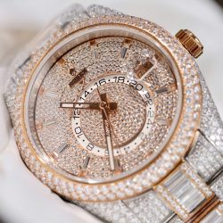 Đồng Hồ Rolex Sky-Dweller Chế Tác Đính Full Đá CZ Demi Vàng Hồng 42mm (2)