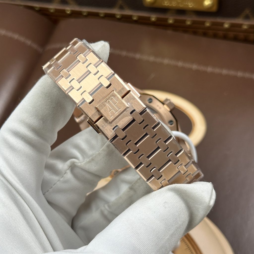 Đồng Hồ Audemars Piguet Rep 11 Royal Oak Selfwinding Flying Tourbillon 26730 Mặt Xanh Khói Vỏ Mạ Vàng Hồng 41mm (2)