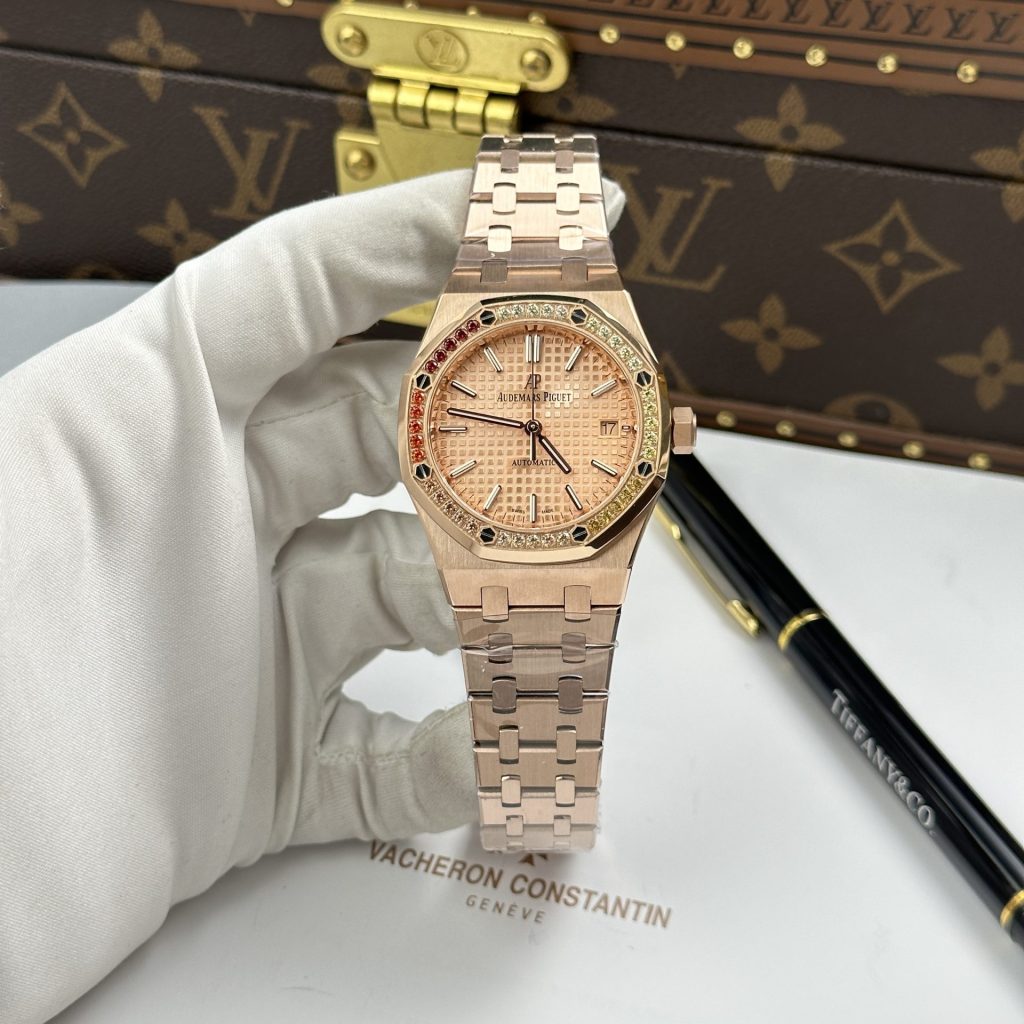 Đồng Hồ Audemars Piguet Royal Oak 15451OR Replica 11 Vỏ Mạ Vàng Hồng Máy Cơ Thuỵ Sỹ 37mm (2)