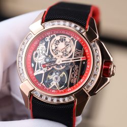 Đồng Hồ Jacob & Co Replica 11 CR7 Epic X Flight Of CR7 Màu Đỏ Viền Đính Đá Baguette 44mm (2)