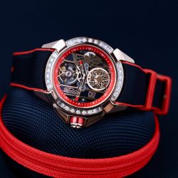Đồng Hồ Jacob & Co Replica 11 CR7 Epic X Flight Of CR7 Màu Đỏ Viền Đính Đá Baguette 44mm (2)