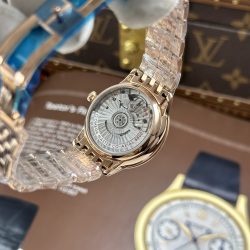 Đồng Hồ Nữ Omega De Ville Prestige Replica 11 Mặt Màu Đỏ Đô Máy Cơ Thuỵ Sỹ 34mm (2)