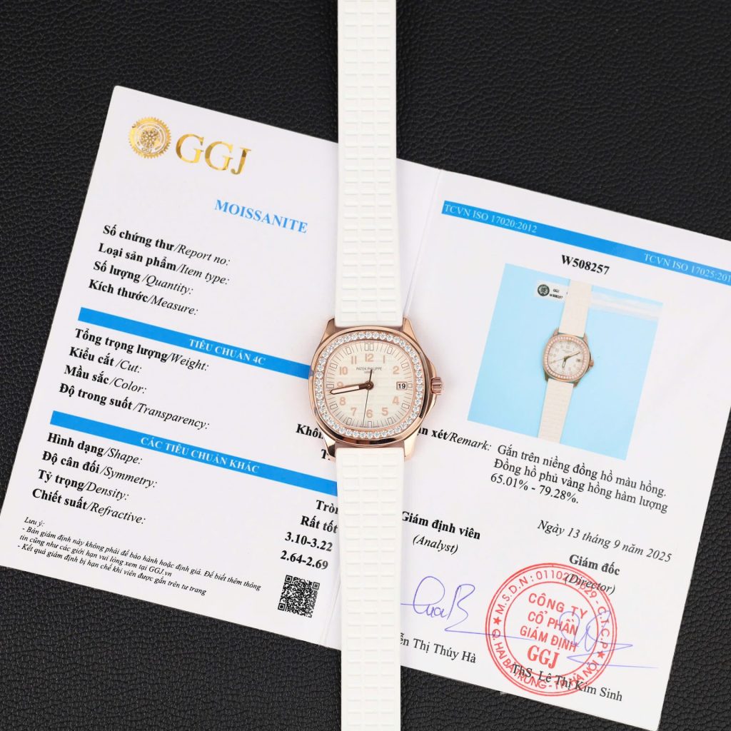 Đồng Hồ Nữ Patek Philippe Aquanaut 5067 Chế Tác Bọc Vàng Thật Viền Đính Moissanite 35 (2)