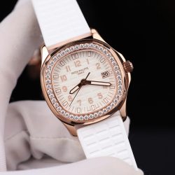Đồng Hồ Nữ Patek Philippe Aquanaut 5067 Chế Tác Bọc Vàng Thật Viền Đính Moissanite 35 (2)