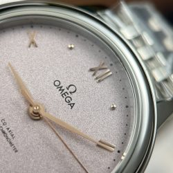 Đồng Hồ Omega De Ville Prestige Chế Tác Mặt Số Màu Hồng Phun Cát 34mm (2)