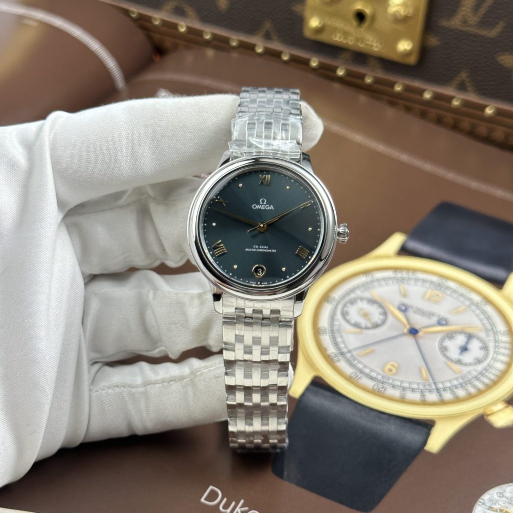 Đồng Hồ Omega De Ville Prestige Rep 11 Mặt Số Màu Xanh Lam Máy Cơ Thuỵ Sỹ 34mm (2)
