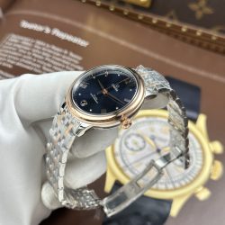 Đồng Hồ Omega De Ville Prestige Rep 11 Nữ Mặt Số Màu Xanh Dương Máy Cơ Thuỵ Sỹ 34mm (2)