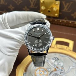 Đồng Hồ Patek Philippe Calatrava 6119 Rep Cao Cấp Mặt Xám Dây Da Màu Đen 39mm (2)