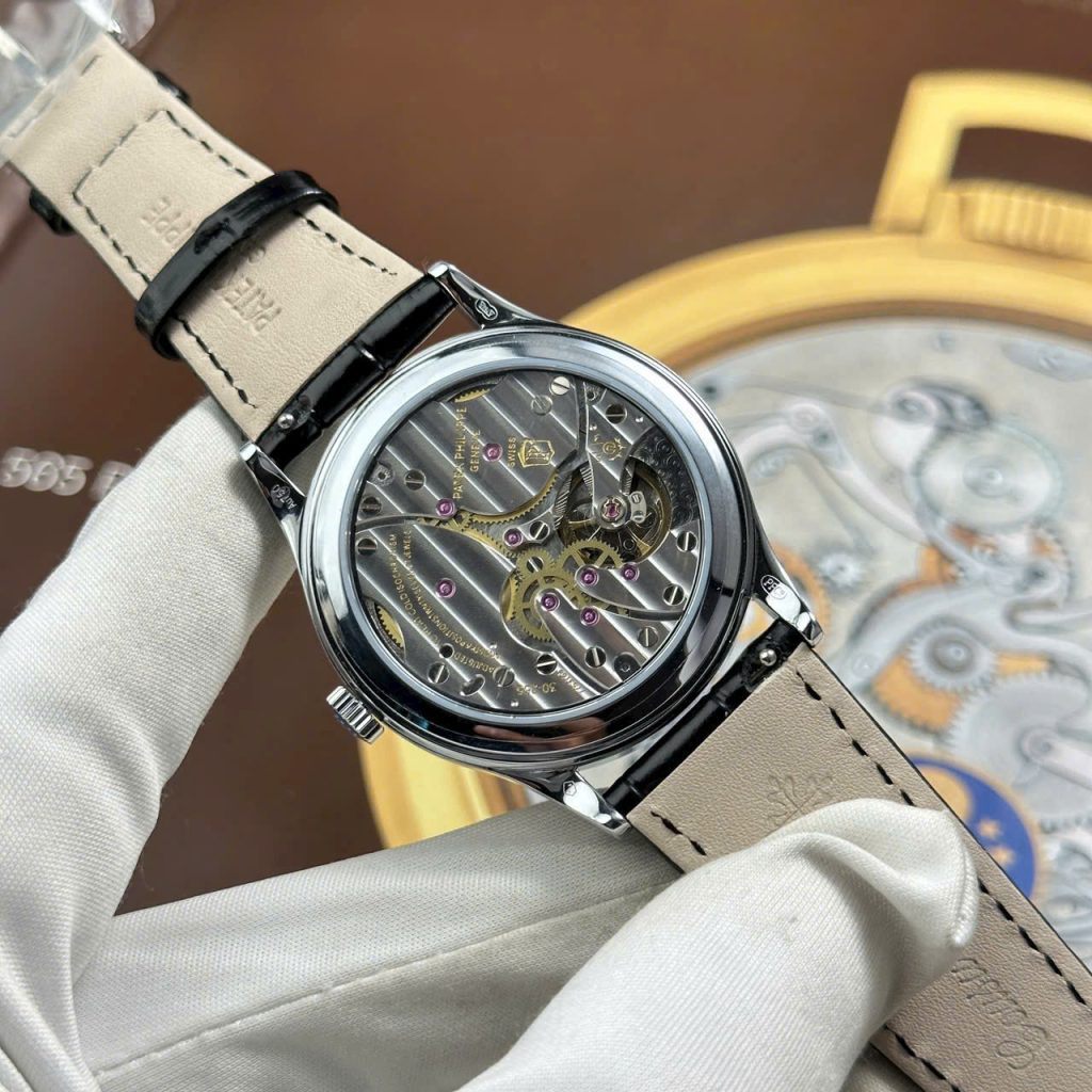 Đồng Hồ Patek Philippe Calatrava 6119 Rep Cao Cấp Mặt Xám Dây Da Màu Đen 39mm (2)