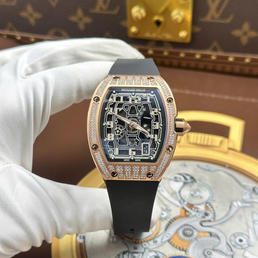 Đồng Hồ Richard Mille RM67-01 Chế Tác Mạ Vàng Hồng Đính Full Kim Cương Moissanite 38.7×47 (2)