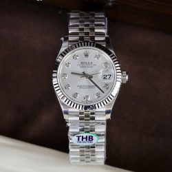 Đồng Hồ Rolex DateJust Nữ Replica 11 Mặt Bạc Máy Cơ Thuỵ Sỹ Nhà Máy THB 31mm (2)