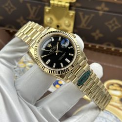 Đồng Hồ Rolex Day-Date Nam Chế Tác Mặt Đen Máy Calibre 3255 Super Clone Nhà Máy RC 40mm (2)