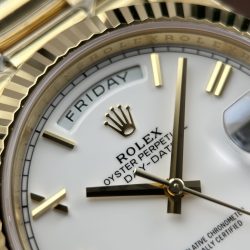 Đồng Hồ Rolex Day-Date Replica 11 Mặt Trắng Sứ Máy Calibre 3255 Super Clone Nhà Máy RC 40mm (10)